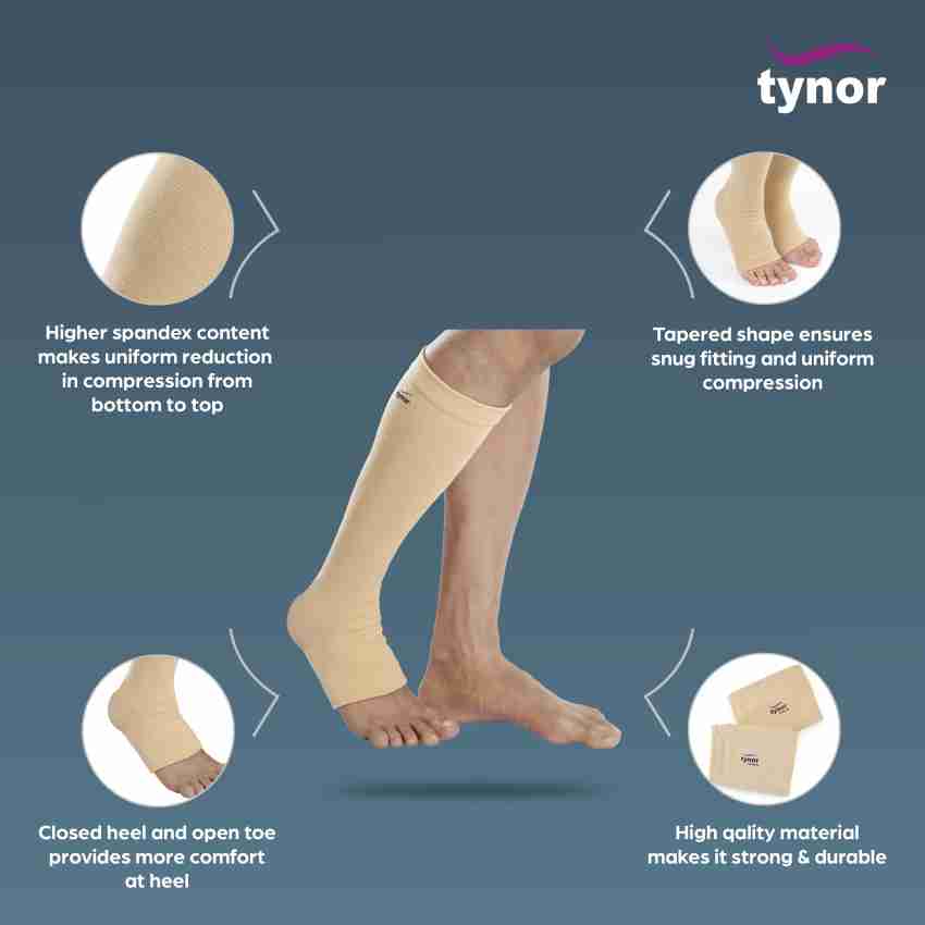 TYNOR Compression Stocking Below Knee Classic, Beige, Large, Pack