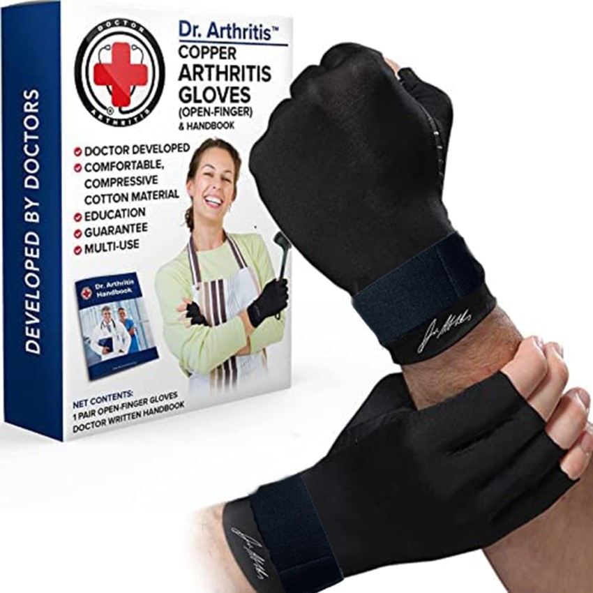 Copper Wrist Compression Arthritis Gloves (1 Pair) Wrist Support Brace  Fingerless Glove with Adjustable Strap Comfortable Carpal Tunnel Sleeve for  Hand Finger Wrist Relieve Pain for Women and Men Large