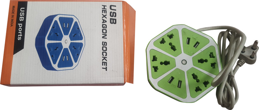 SFL USB HEXAGON SOCKET WITH 4 USB PORT AND 4 SOCKET 4 Socket