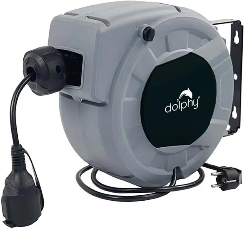 DOLPHY Extension Cord Reel,10 M Auto Rewind Electric Cable Reel