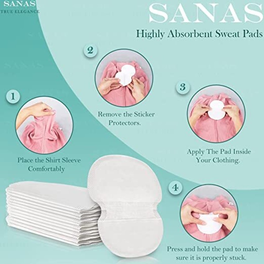 Hannea 2pcs Cotton Underarms Sweat Pads For Women & Girls With