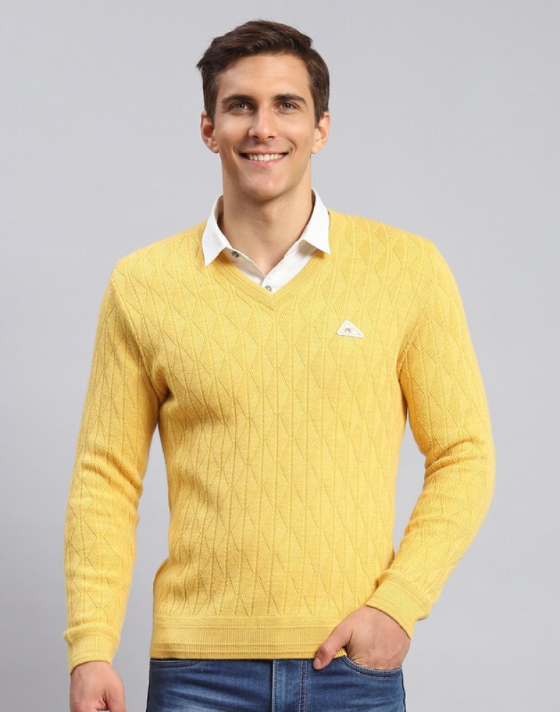 Mens yellow deals pullover sweater