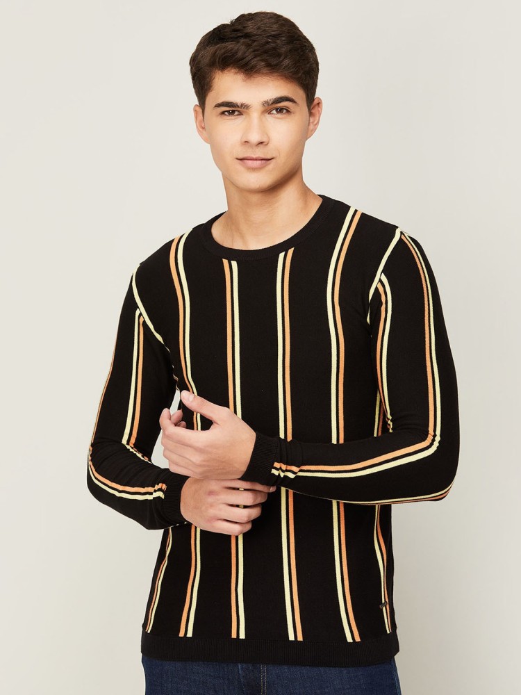 BOSSINI Striped Round Neck Casual Men Black Sweater Buy BOSSINI