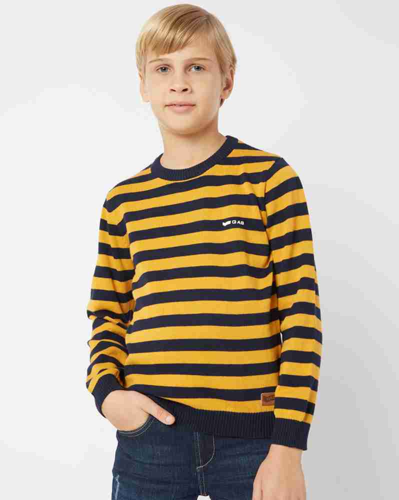 GAS Striped Round Neck Casual Boys Yellow Black Sweater Buy GAS