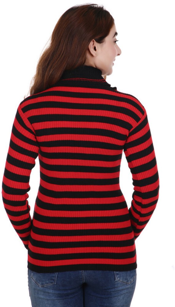 Red black hot sale striped turtleneck