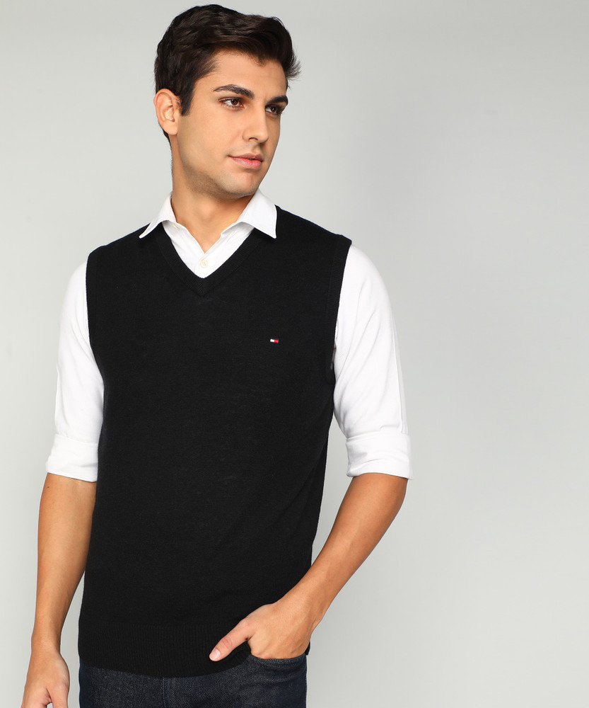 TOMMY HILFIGER Solid V Neck Casual Men Black Sweater Buy TOMMY HILFIGER Solid V Neck Casual Men Black Sweater Online at Best Prices in India Flipkart