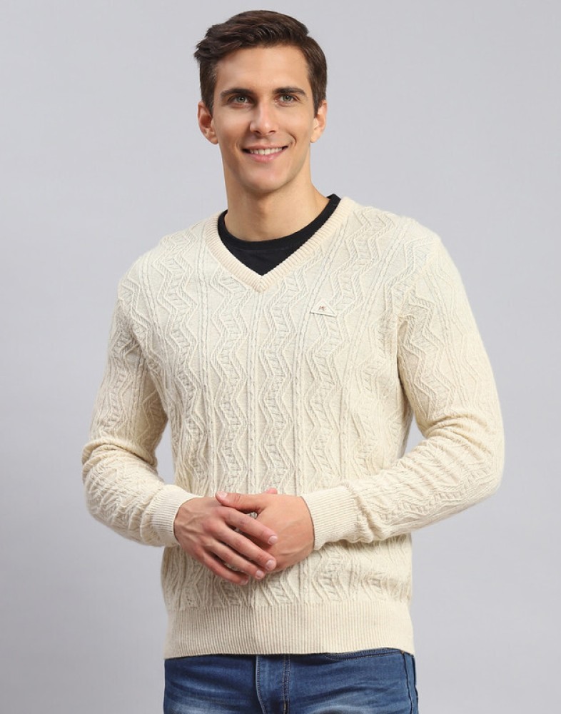 V neck cream on sale sweater