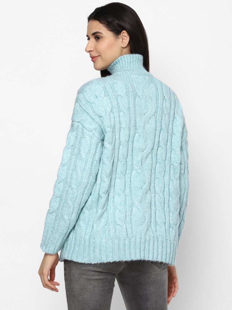 American Eagle Outfitters Self Design High Neck Casual Women Blue Sweater - Buy  American Eagle Outfitters Self Design High Neck Casual Women Blue Sweater  Online at Best Prices in India