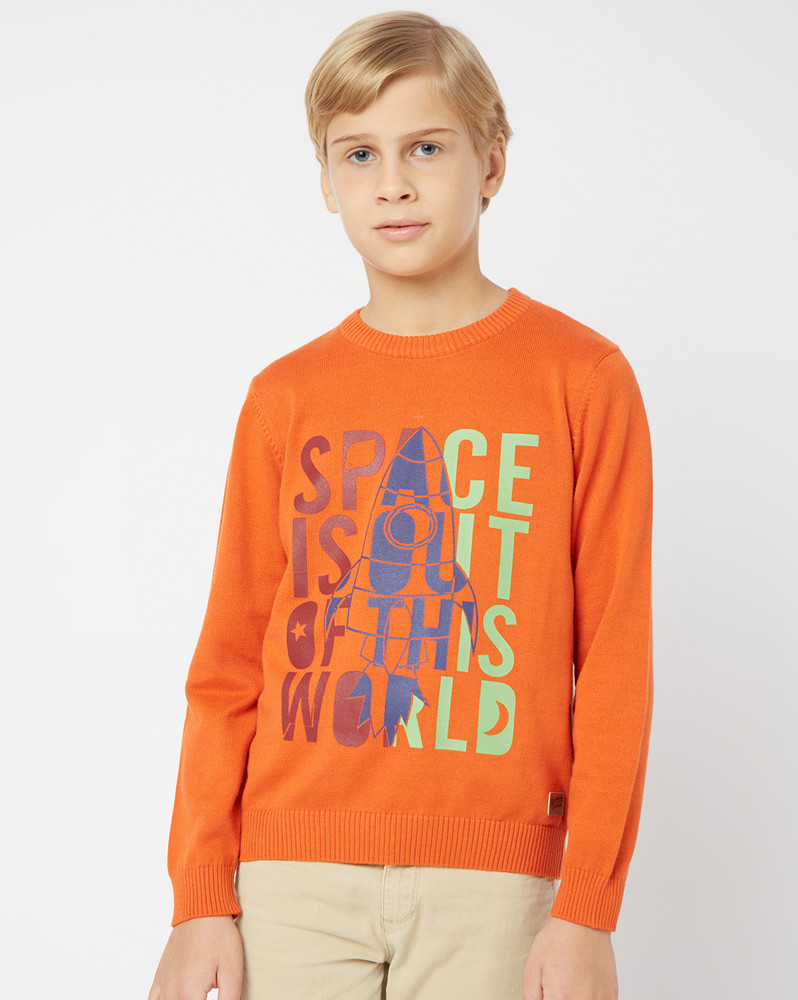 GAS Printed Round Neck Casual Boys Orange Sweater Buy GAS Printed Round Neck Casual Boys Orange Sweater Online at Best Prices in India Flipkart