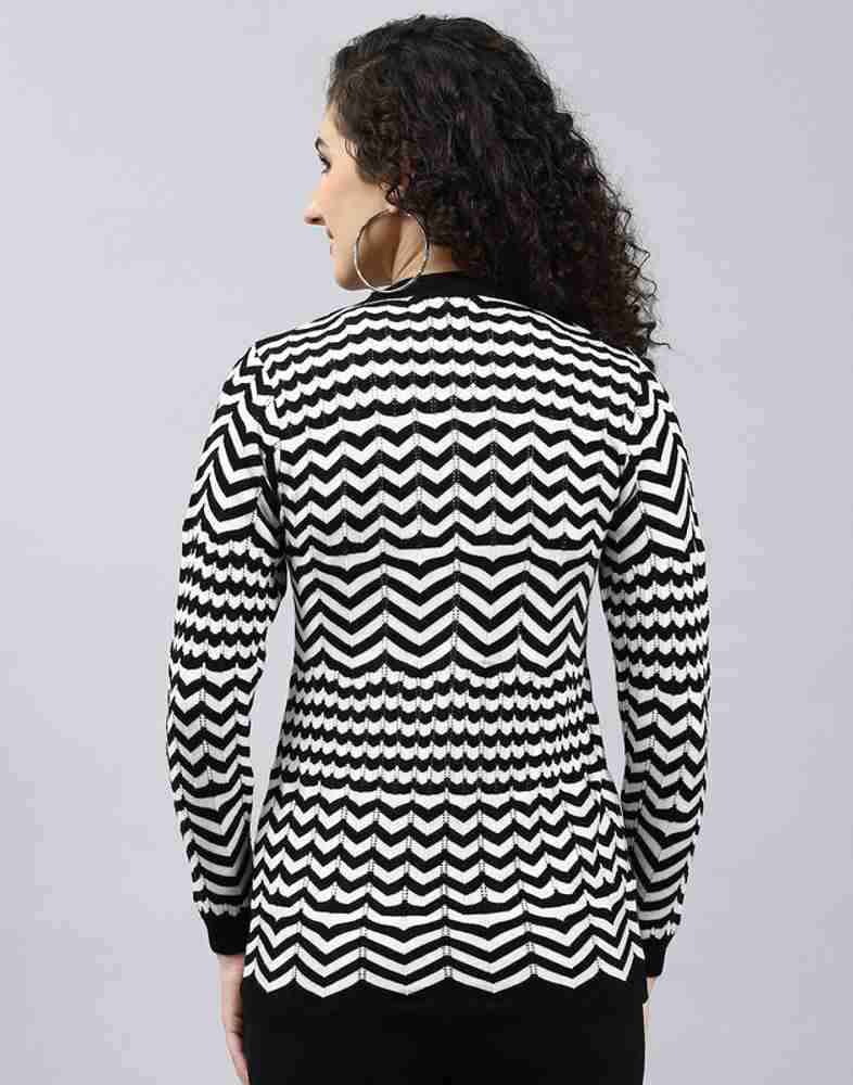 MONTE CARLO Striped V Neck Casual Women Black Sweater Buy MONTE