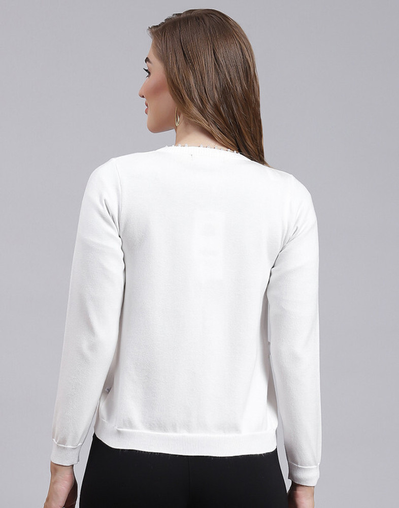 MONTE CARLO Solid Round Neck Casual Women White Sweater Buy MONTE CARLO Solid Round Neck Casual Women White Sweater Online at Best Prices in India Flipkart