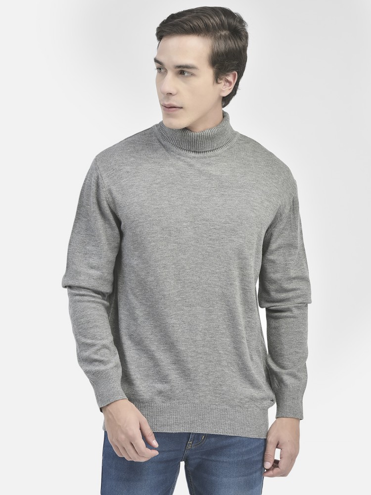 CRIMSOUNE CLUB Solid Turtle Neck Casual Men Grey Sweater Buy