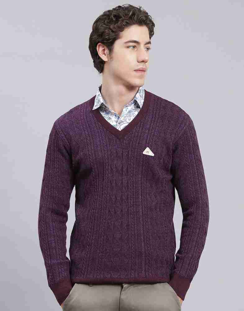 MONTE CARLO Self Design Solid V Neck Casual Men Purple Sweater Buy MONTE CARLO Self Design Solid V Neck Casual Men Purple Sweater Online at Best Prices in India Flipkart