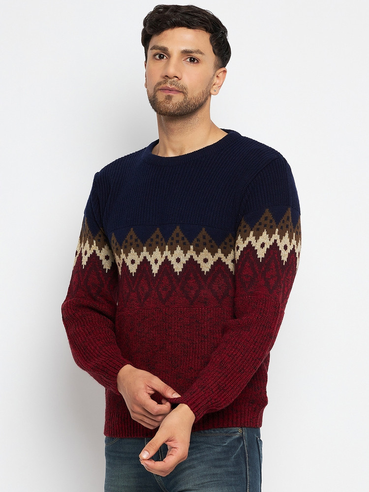 DUKE Self Design Round Neck Casual Men Multicolor Sweater Buy