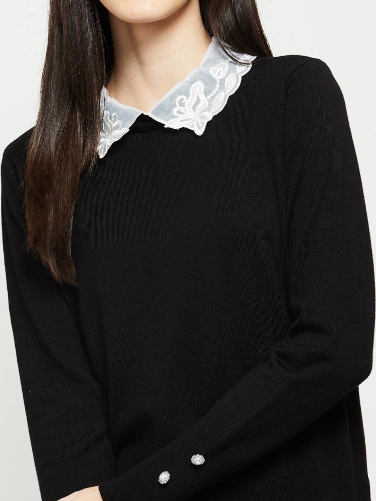 Black collared outlet sweater