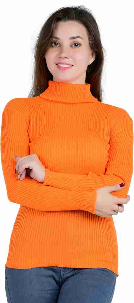 Orange high neck sweater clearance