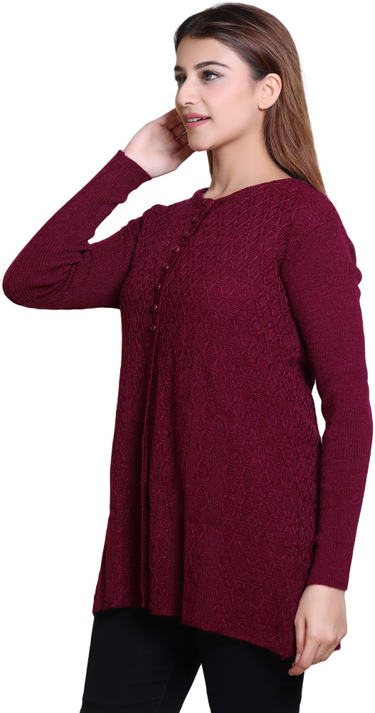 Buy AND Girl Magenta Winter Embellished Sweatshirt online