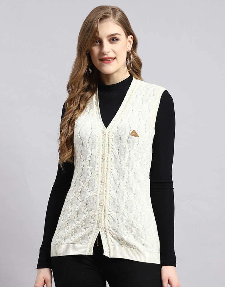MONTE CARLO Self Design V Neck Casual Women White Sweater - Buy MONTE CARLO  Self Design V Neck Casual Women White Sweater Online at Best Prices in  India | Flipkart.com