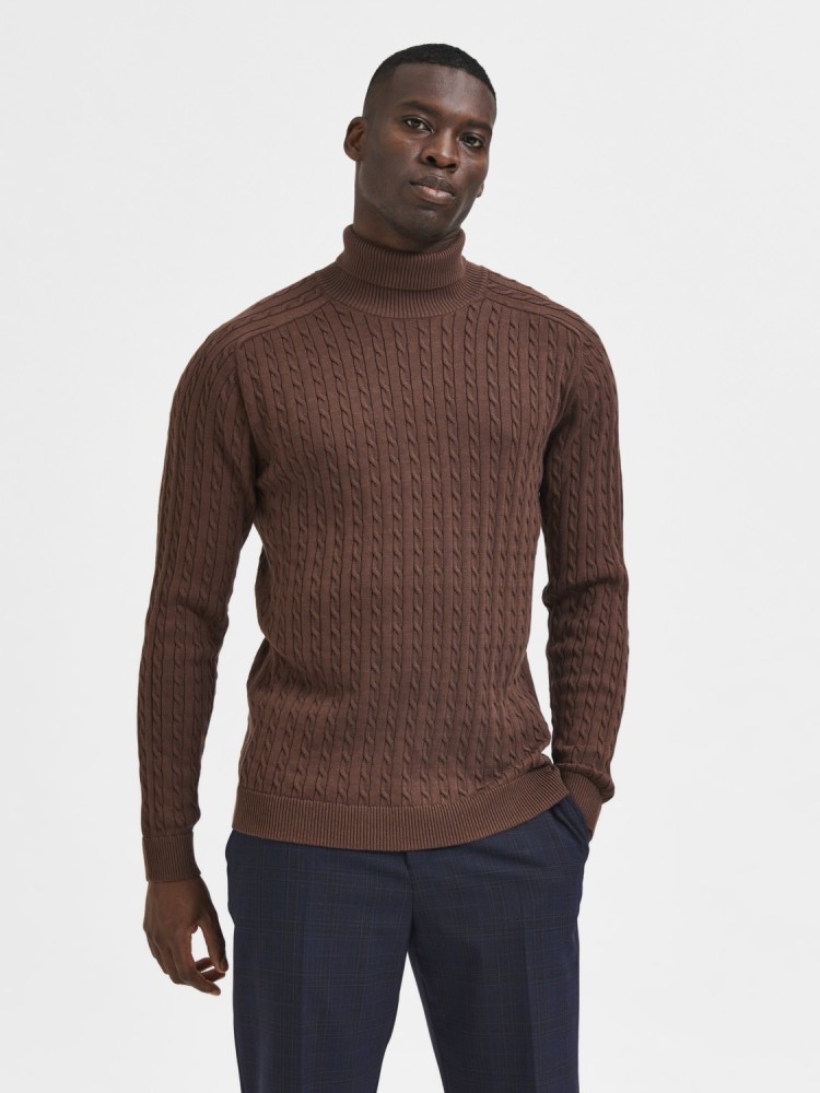 SELECTED HOMME Self Design Turtle Neck Casual Men Brown Sweater - Buy  SELECTED HOMME Self Design Turtle Neck Casual Men Brown Sweater Online at  Best Prices in India