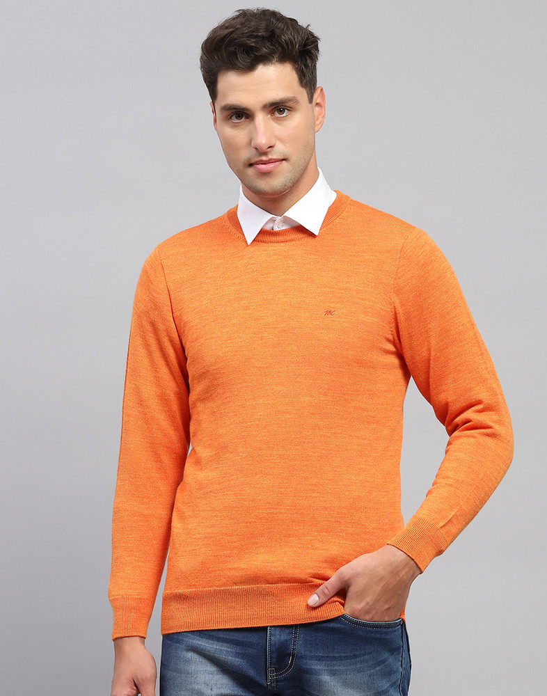 MONTE CARLO Solid Round Neck Casual Men Orange Sweater Buy MONTE CARLO Solid Round Neck Casual Men Orange Sweater Online at Best Prices in India Flipkart