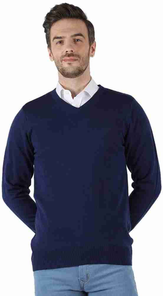 V neck discount navy blue sweater