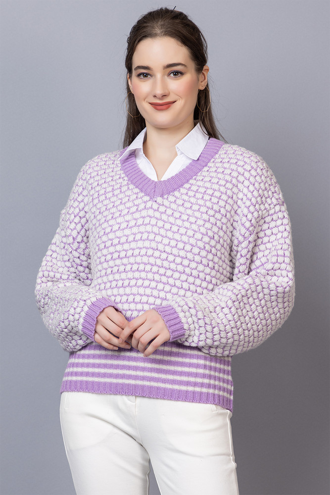 Purple and white sweater store