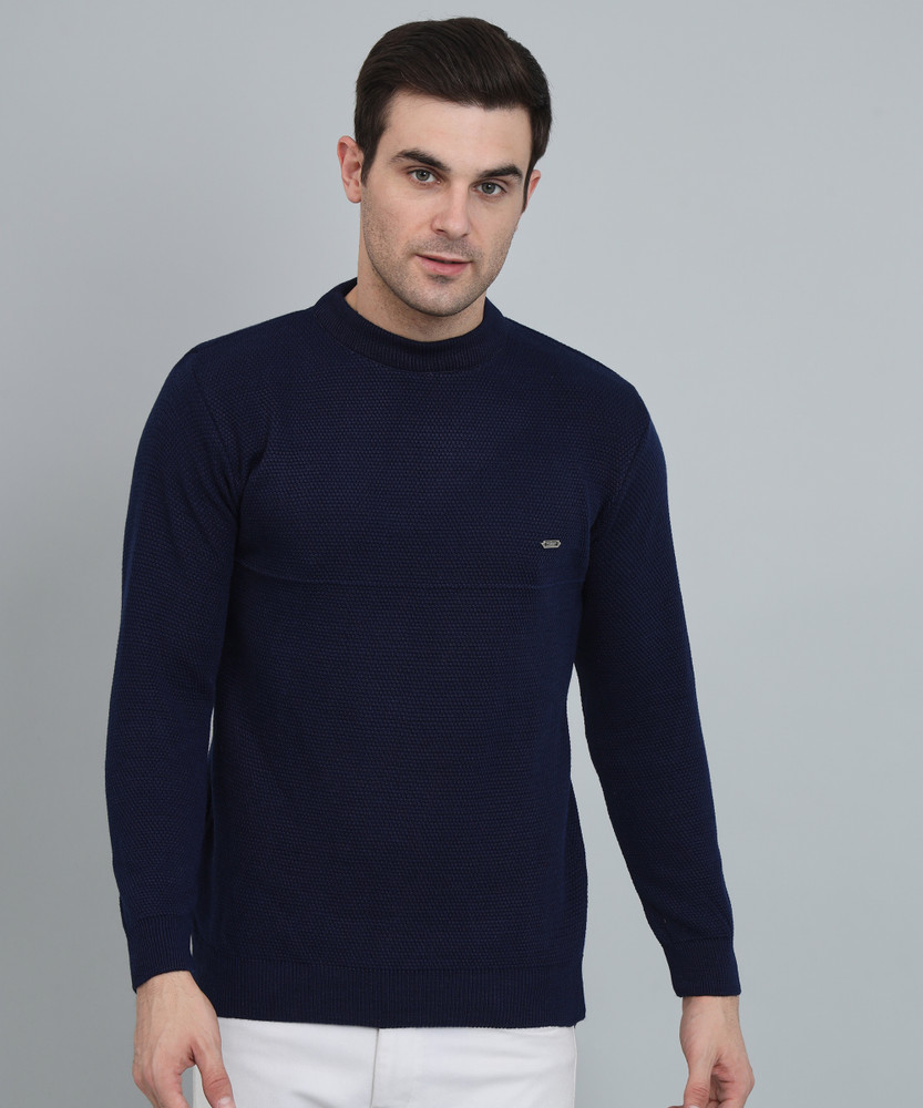 Krew Solid Round Neck Casual Men Blue Sweater - Buy Krew Solid Round Neck  Casual Men Blue Sweater Online at Best Prices in India | Flipkart.com