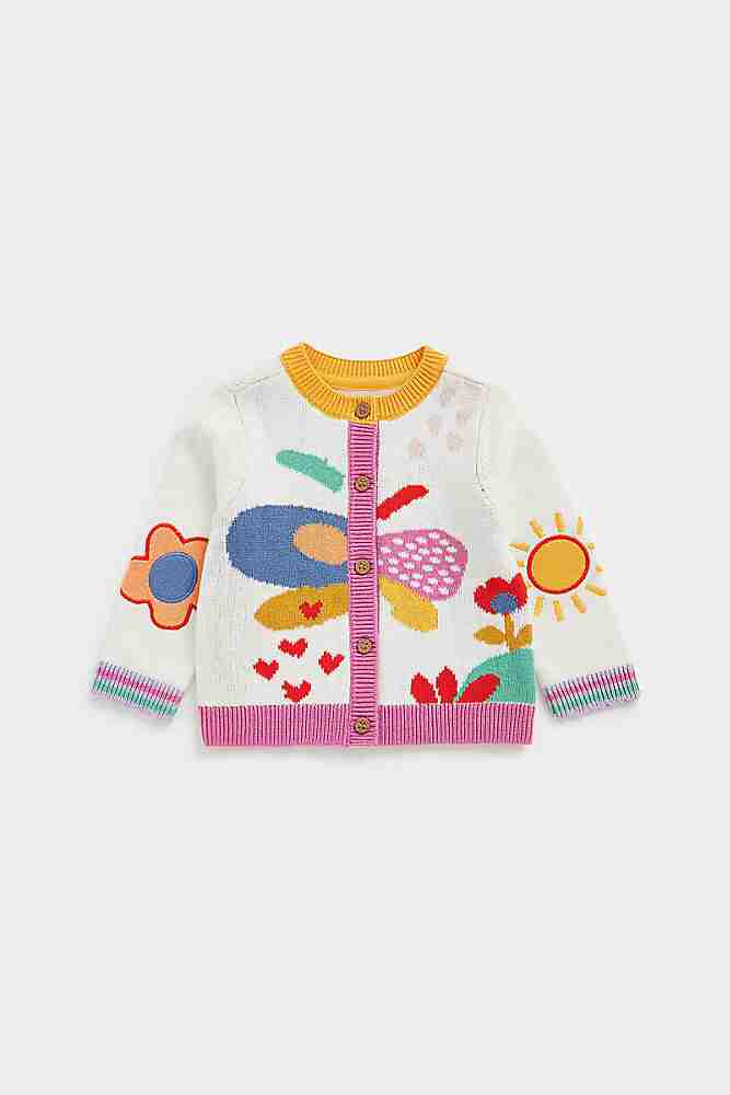 Mothercare Printed Round Neck Casual Baby Girls Multicolor Sweater