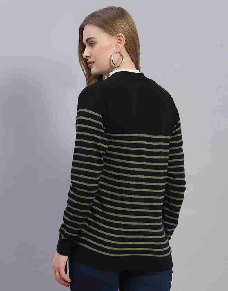 MONTE CARLO Striped V Neck Casual Women Black Sweater Buy MONTE CARLO Striped V Neck Casual Women Black Sweater Online at Best Prices in India Flipkart