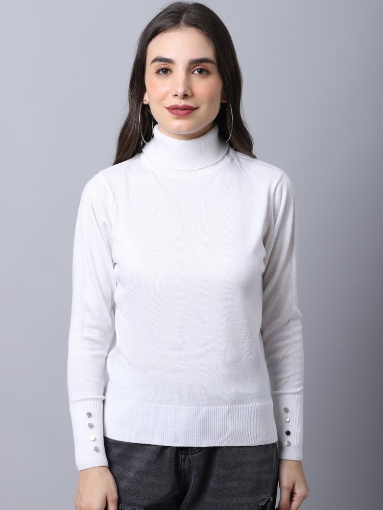 Buy Womens High Neck Sweater-White for Women Online in India