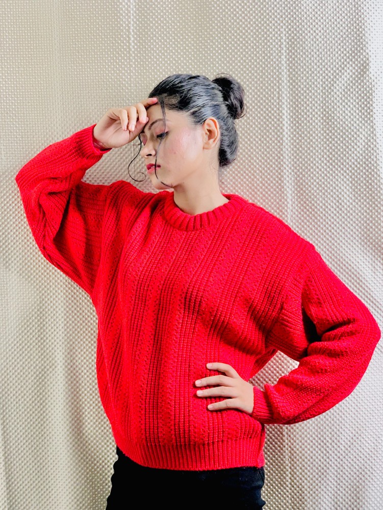 Red sweater sale look