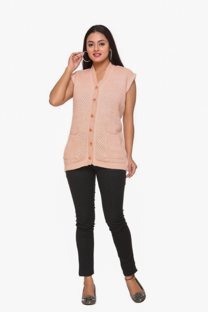 PIPASA WOMEN Woven V Neck Casual Women Pink Sweater - Buy PIPASA WOMEN  Woven V Neck Casual Women Pink Sweater Online at Best Prices in India