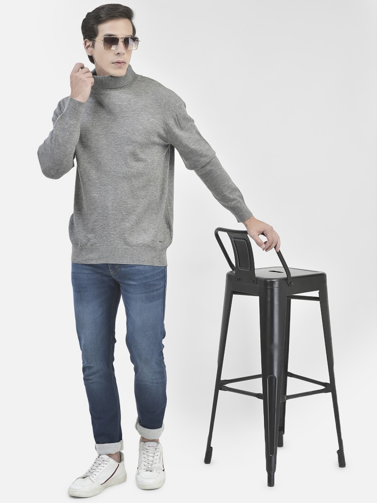 CRIMSOUNE CLUB Solid Turtle Neck Casual Men Grey Sweater Buy