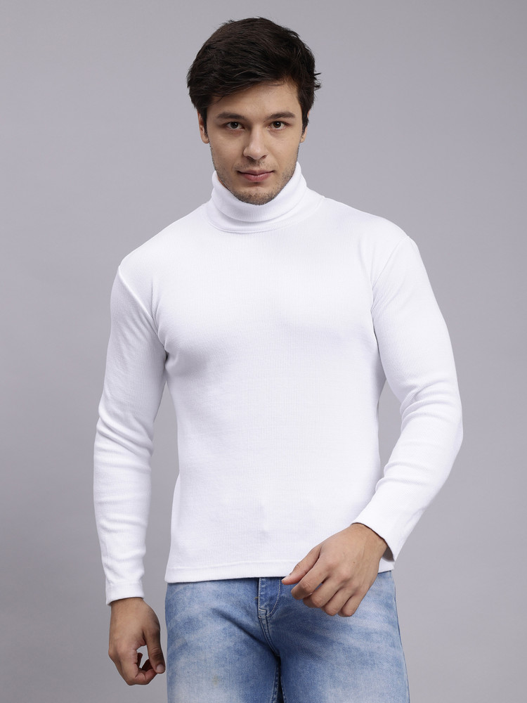 High neck white sweatshirt clearance