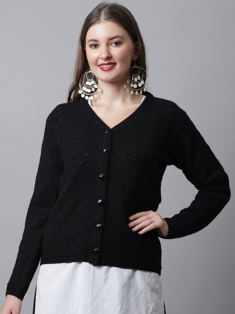 Black button best sale up sweater women's