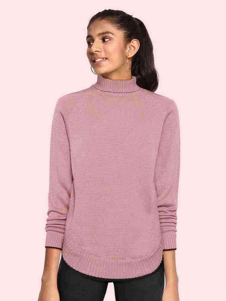 UTH by Roadster Solid Turtle Neck Casual Girls Pink Sweater Buy