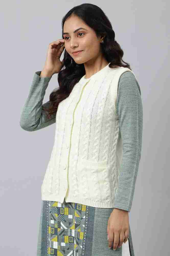 Buy White Sleeveless Women Short Sweater Online - Aurelia