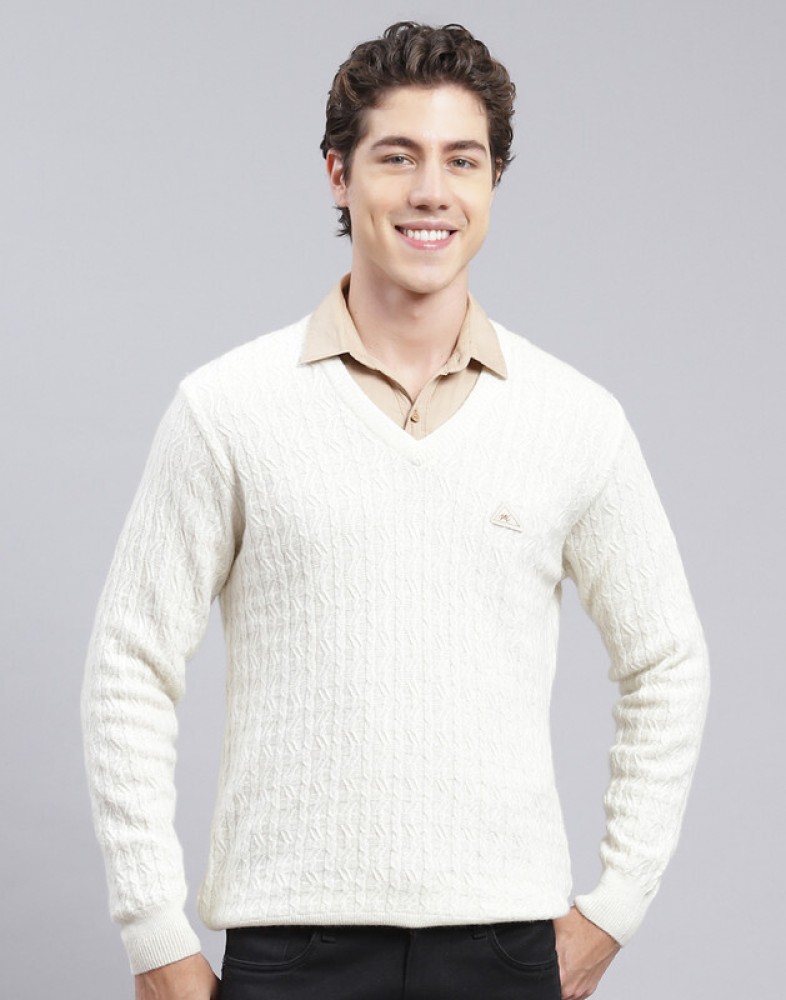 MONTE CARLO Self Design V Neck Casual Men White Sweater Buy MONTE CARLO Self Design V Neck Casual Men White Sweater Online at Best Prices in India Flipkart