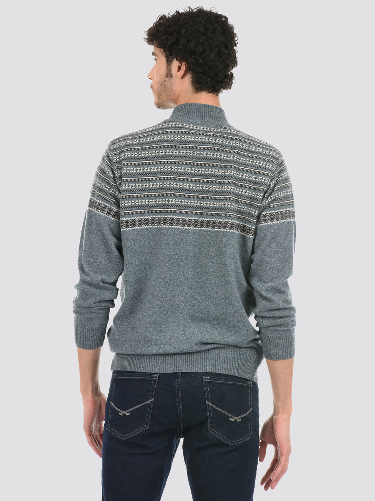 London Fog Woven High Neck Casual Men Blue Sweater Buy London
