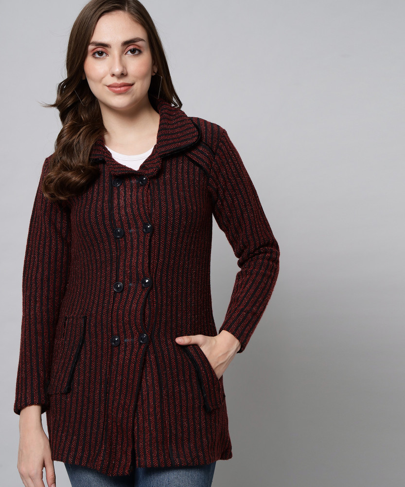 HELL BOUND Woven Collared Neck Casual Women Maroon Sweater - Buy HELL BOUND  Woven Collared Neck Casual Women Maroon Sweater Online at Best Prices in  India | Flipkart.com