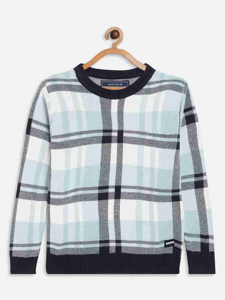 UTH by Roadster Checkered Round Neck Casual Boys Black Sweater