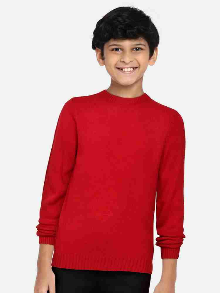 Yk Solid Round Neck Casual Boys Red Sweater Buy Yk Solid Round