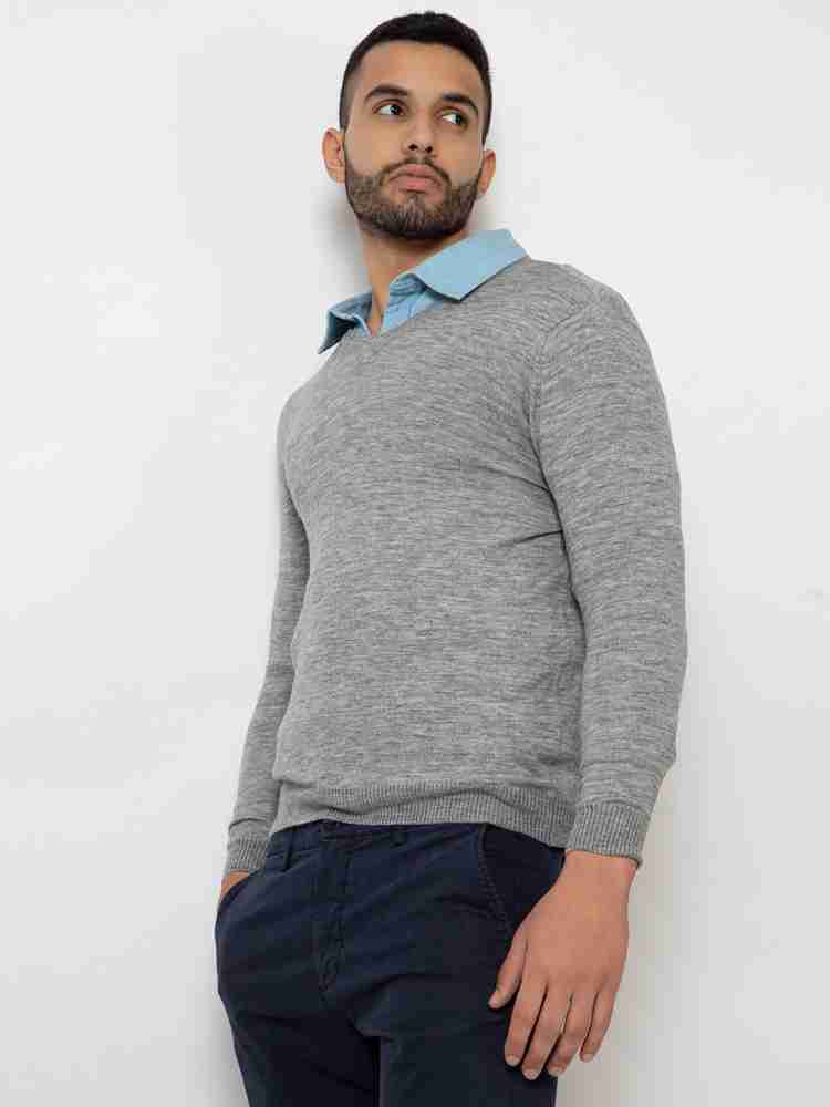 Grey sweater clearance white shirt