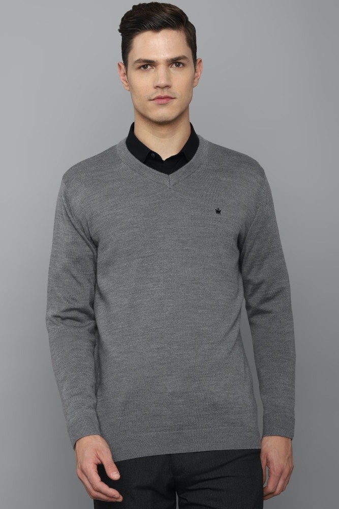 LOUIS PHILIPPE Self Design V Neck Casual Men Grey Sweater Buy LOUIS PHILIPPE Self Design V Neck Casual Men Grey Sweater Online at Best Prices in India Flipkart