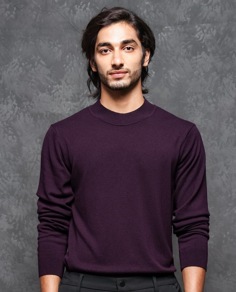 Mens purple crew neck sweater online