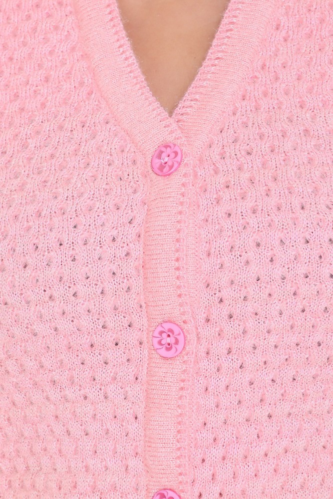 PIPASA WOMEN Woven V Neck Casual Women Pink Sweater - Buy PIPASA