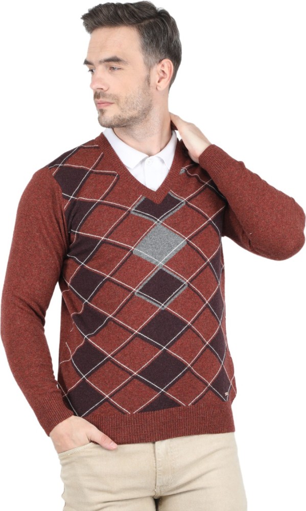 Mens red argyle sweater best sale