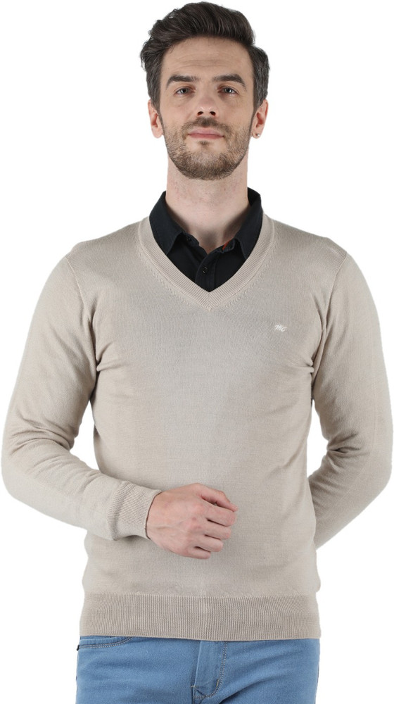 MONTE CARLO Self Design V Neck Casual Men Beige Sweater Buy MONTE CARLO Self Design V Neck Casual Men Beige Sweater Online at Best Prices in India Flipkart