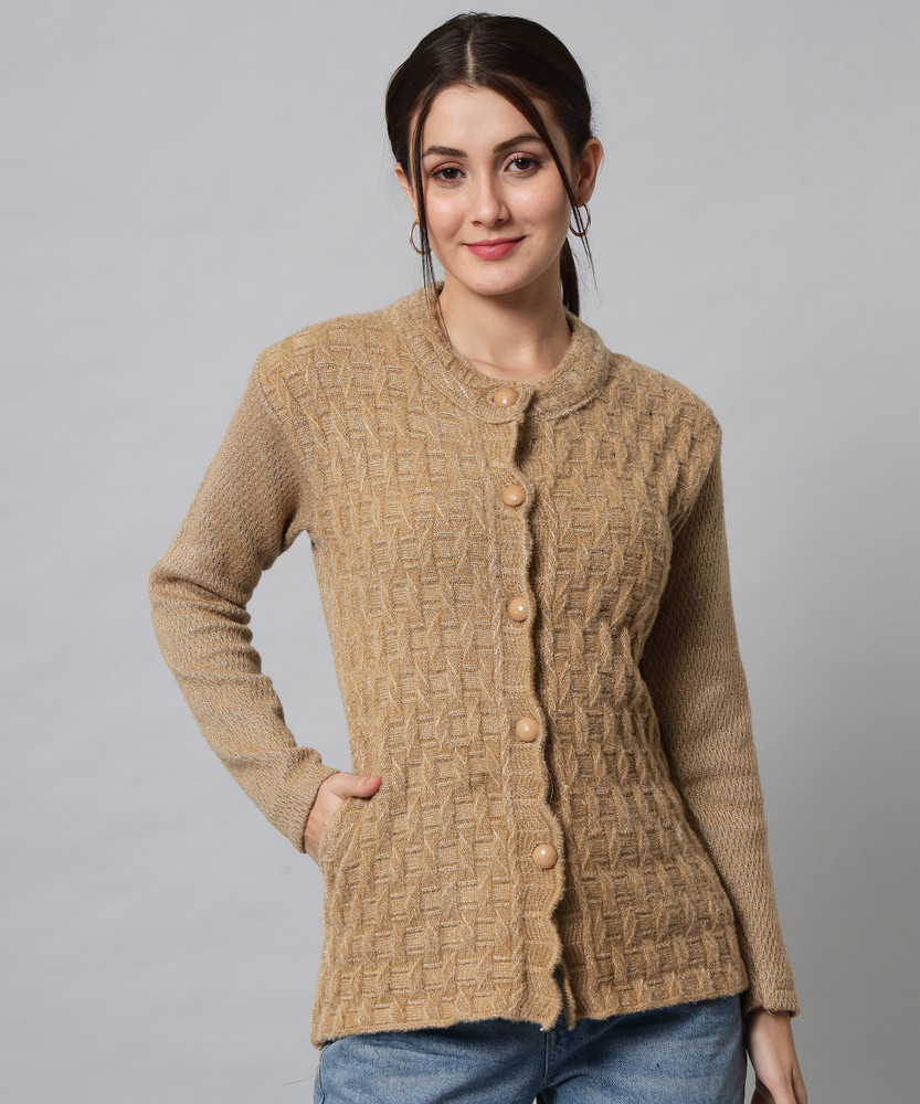 BUDAPEST Self Design Round Neck Casual Women Brown Sweater Buy