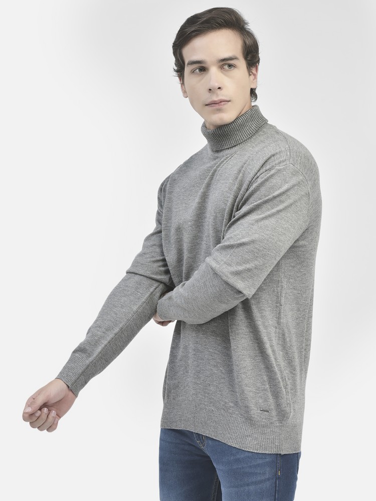 CRIMSOUNE CLUB Solid Turtle Neck Casual Men Grey Sweater Buy